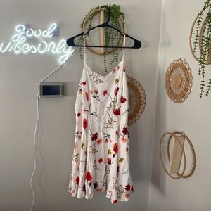 Old Navy White and Red Asymmetrical Ruffled Mini Dress